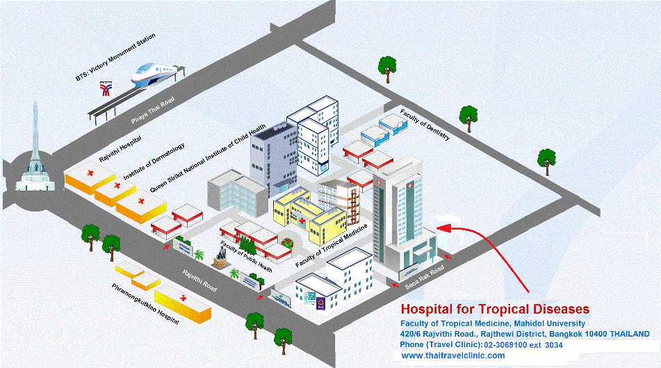 English map of Thai Travel Clinic
